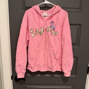 Vintage Disney Store Eyore Pink Zip Up Hoodie Size M